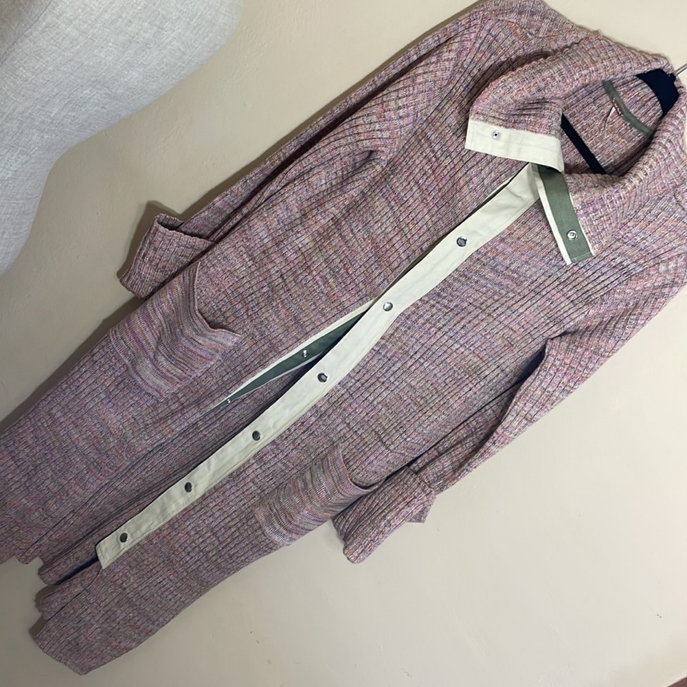Free People Size L Under The Boardwalk Maxi Cardigan Sweater Ribbed knit - Picture 7 of 10